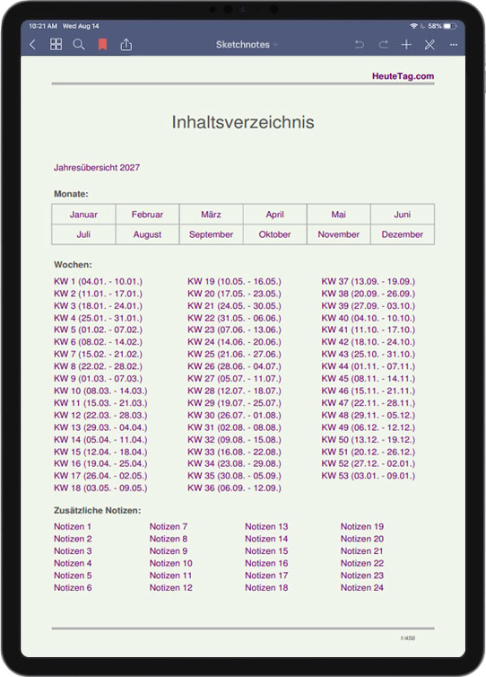 Inhaltsverzeichnis